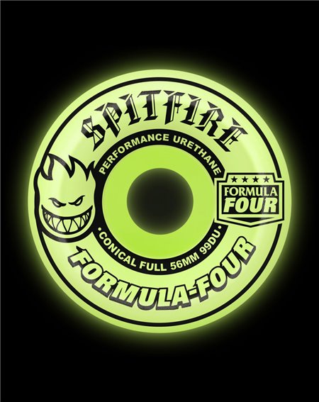 Spitfire Ruote Skateboard Formula Four Conical Full 58mm 99A Glow 4 pz