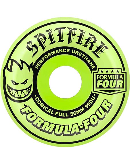 Spitfire Ruote Skateboard Formula Four Conical Full 58mm 99A Glow 4 pz