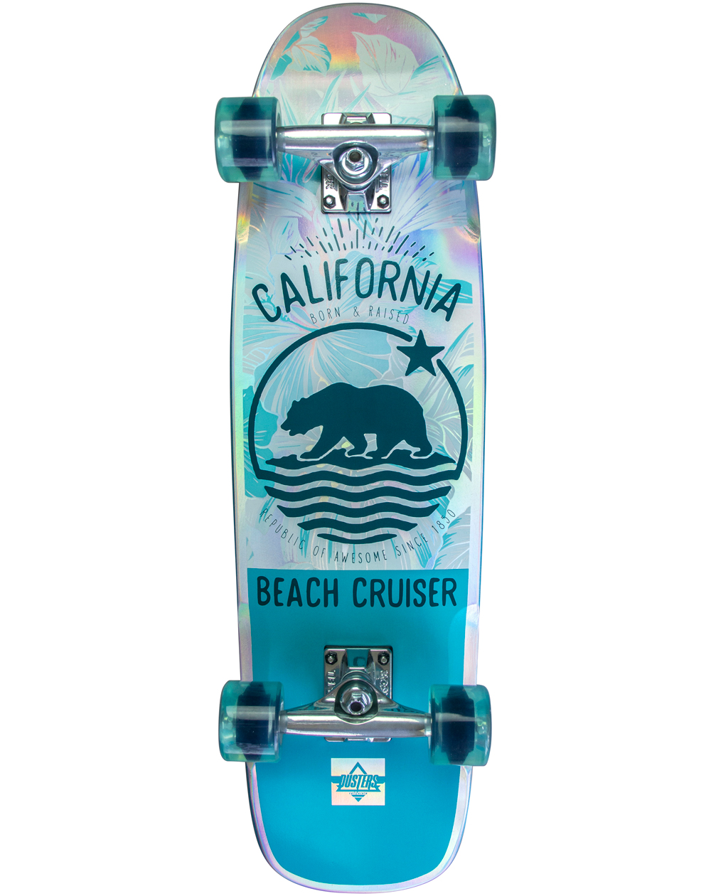 Dusters Beach Cruiser Prism 29" Skateboard Cruiser Teal/Holographic