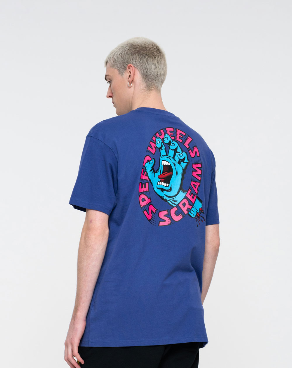 Santa Cruz Speed Wheels Scream T-Shirt Homme Navy Blue