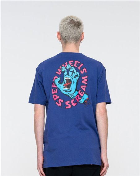 Santa Cruz Men's T-Shirt Speed Wheels Scream Navy Blue