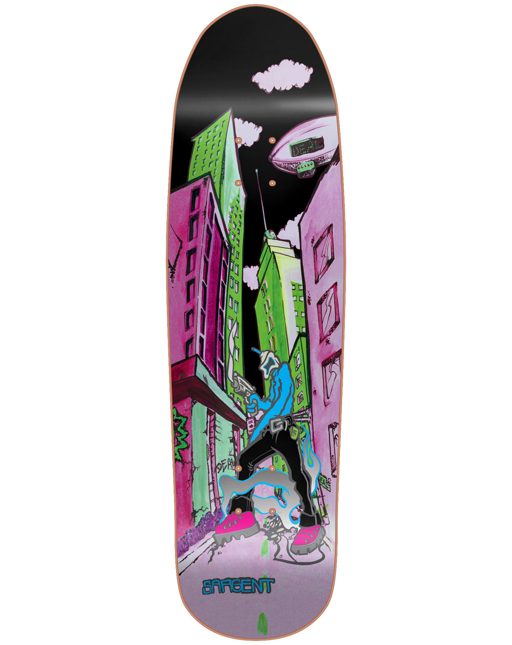 New Deal Tavola Skateboard Sargent Invader 9.25" Neon