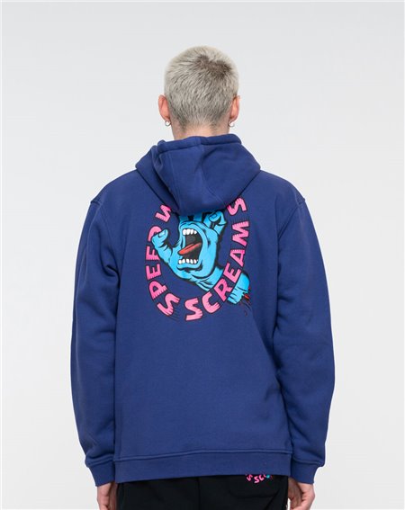 Santa Cruz Speed Wheels Scream Felpa con Cappuccio Zip Uomo Navy Blue 2