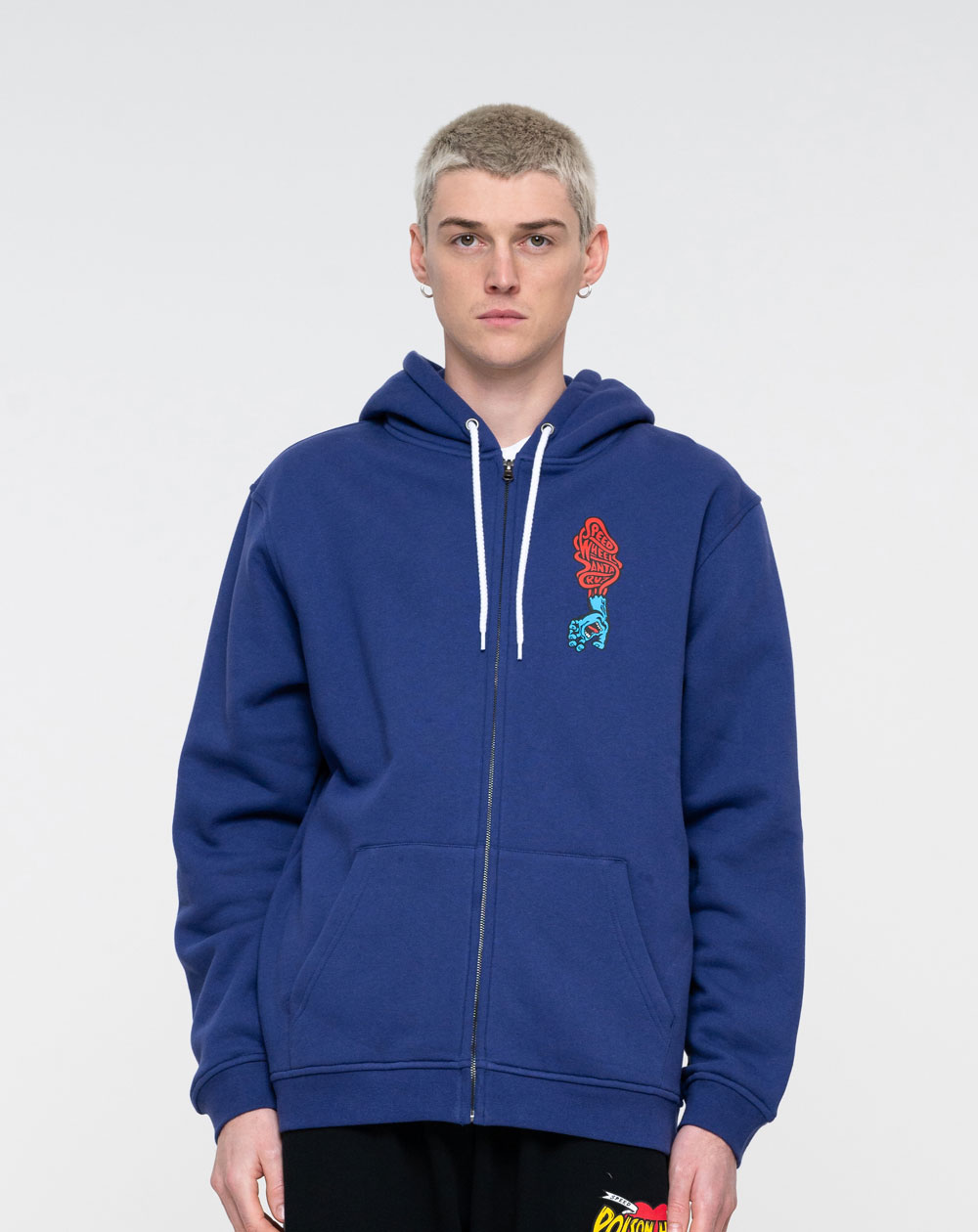 Santa Cruz Speed Wheels Scream Sudadera con Capucha con Cremallera para Hombre Navy Blue