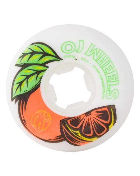 OJ From Concentrate Hardline 54mm 101A Skateboard Wheels White/Orange pack of 4