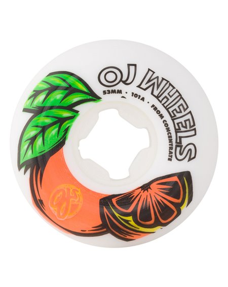 OJ Roues Skateboard From Concentrate Hardline 53mm 101A White/Orange 4 pc