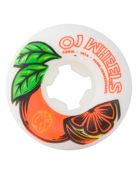 OJ From Concentrate Hardline 52mm 101A Skateboard Wheels White/Orange pack of 4