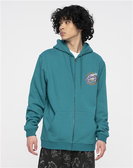 Santa Cruz Men's Full Zip Hoodie Holo Flamed Dot Verdigris