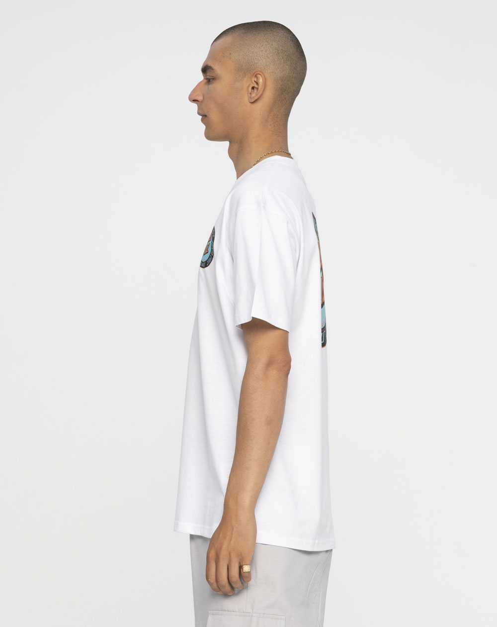 Santa Cruz Loud Ringed Dot T-Shirt Homme White Acid Wash