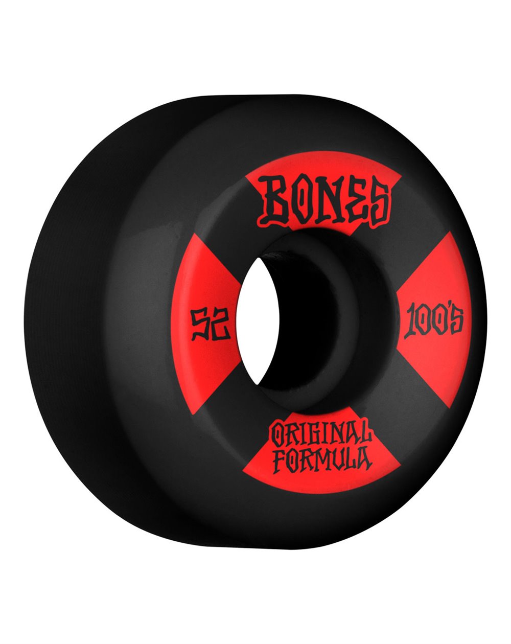 Bones Wheels Rodas Skate 100's V5 Sidecut 52mm 100A Black 4 peças