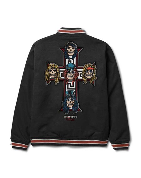 Primitive Herren Varsity-Jacke Guns n' Roses Cross Black
