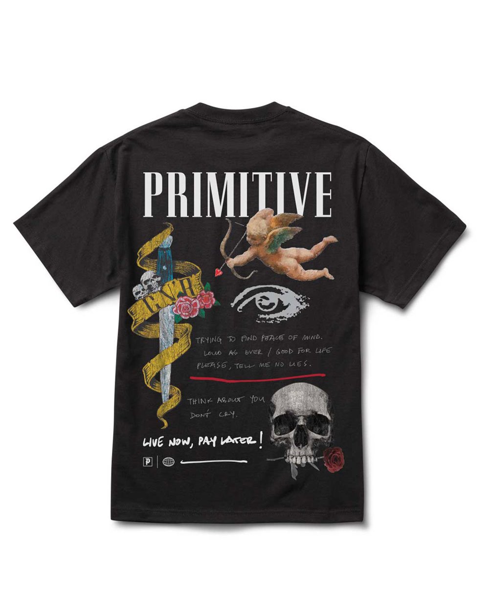 Primitive Guns n' Roses Don't Cry Camiseta para Homem Black