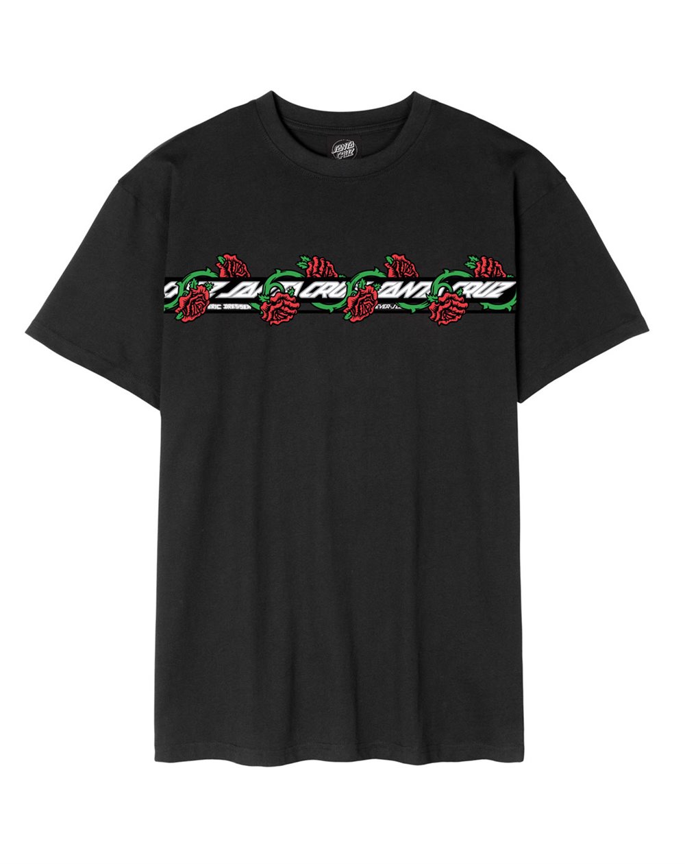 Santa Cruz T-Shirt Uomo Dressen Roses Ever-Slick (Black)