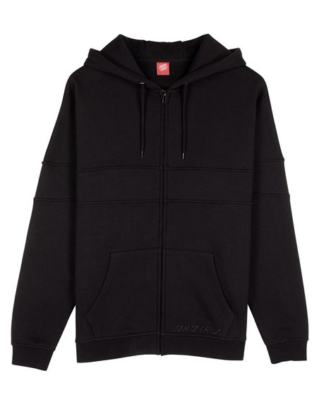Santa Cruz Men's Full Zip Hoodie Tonal Strip Panel (Black)